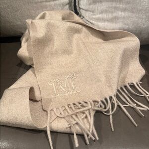 MaxMara Cream Scarf with Fringe
